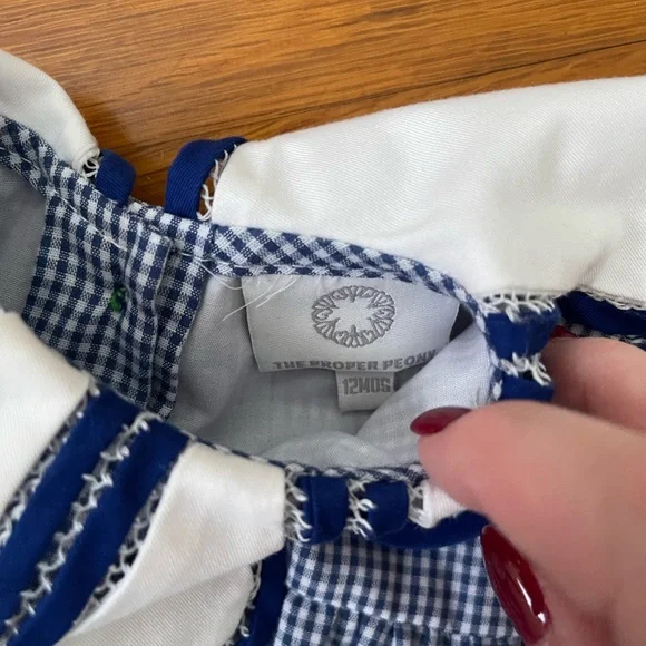 The Proper Peony Navy Gingham Tulip Collar Bubble